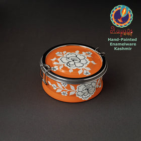  Kashmir Enamelware Floral Handpainted Stainless Steel Round Lunch Box Online l iTokri.com