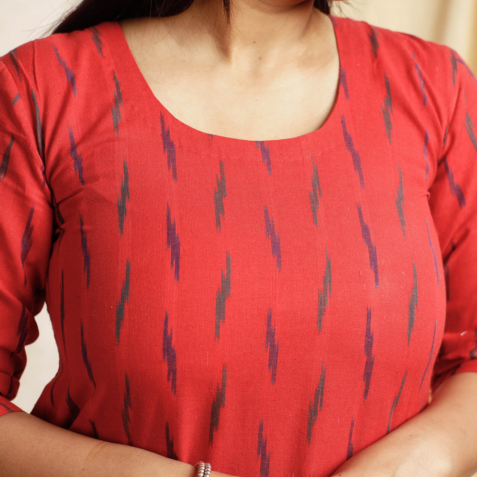 Buy Pochampally Ikat Weave Cotton Long Kurta Online at iTokri.com