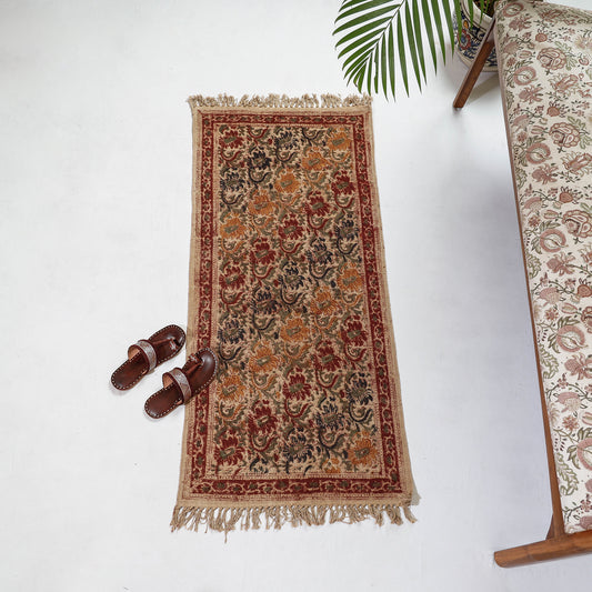 Warangal Weave Kalamkari Block Printed Cotton Durrie / Carpet / Rug (50 x 24 in)