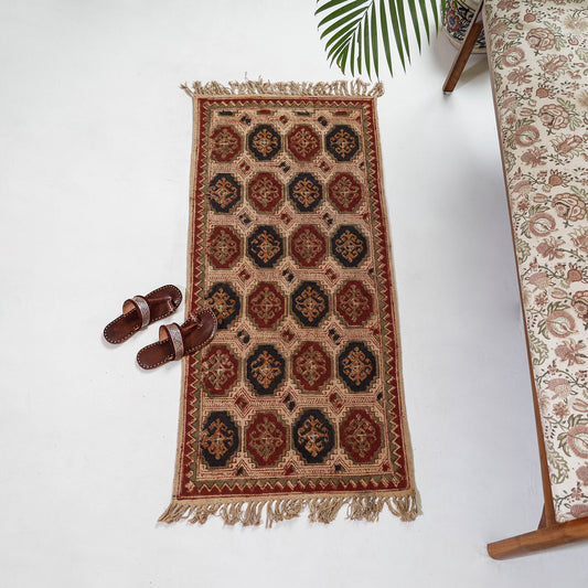 Warangal Weave Kalamkari Block Printed  Cotton Durrie / Carpet / Rug (50 x 24 in)