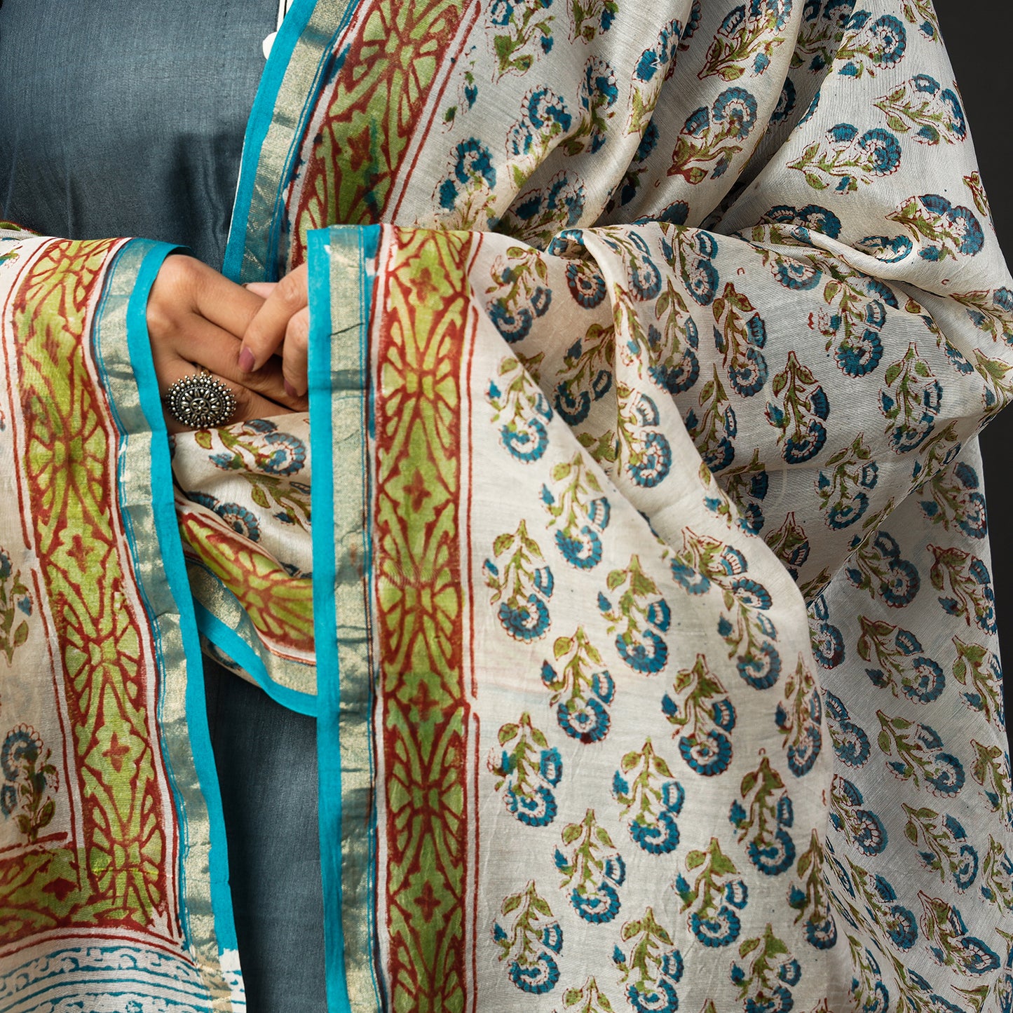Silk Kurta with Sanganeri Dupatta
