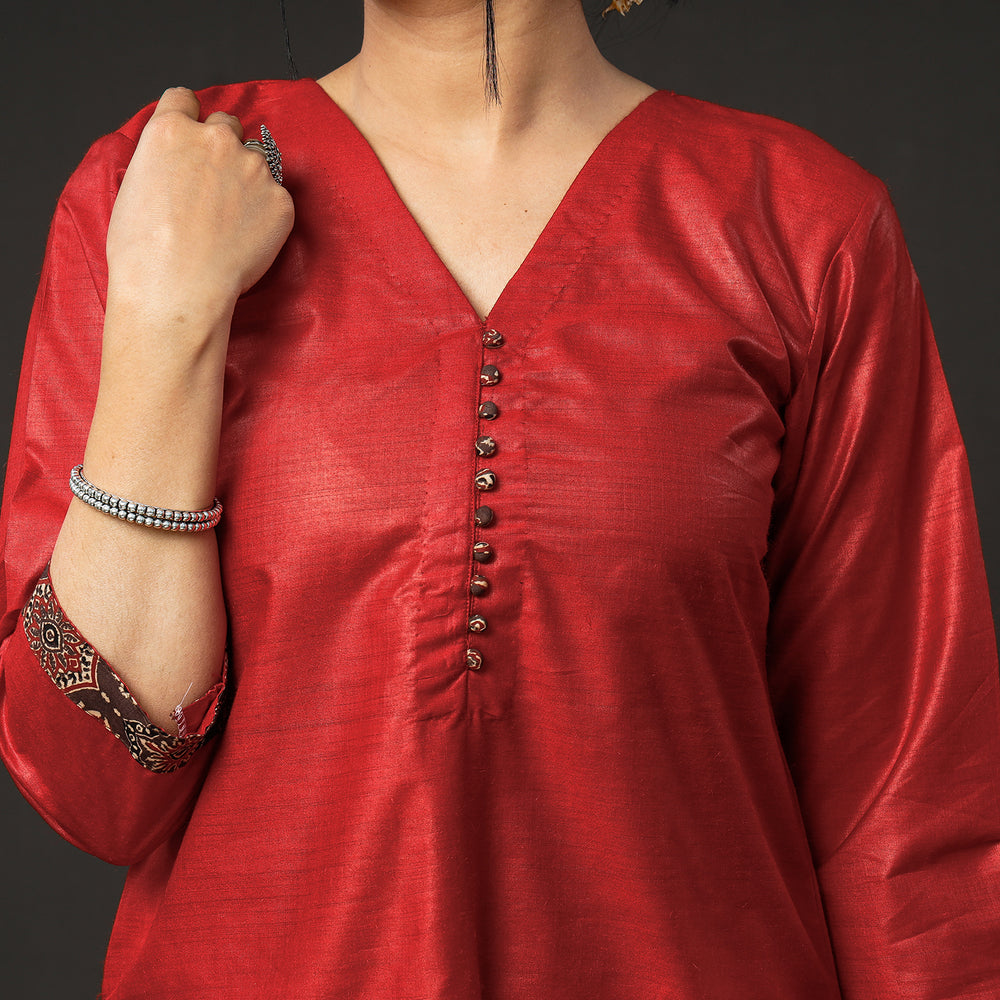 Silk Kurta with Bagru Dupatta
