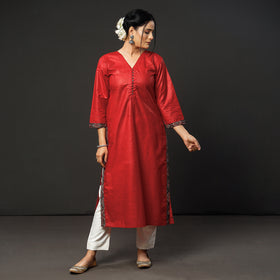  Vidarbha Tussar Silk Handloom Kurta with Dupatta Set 
