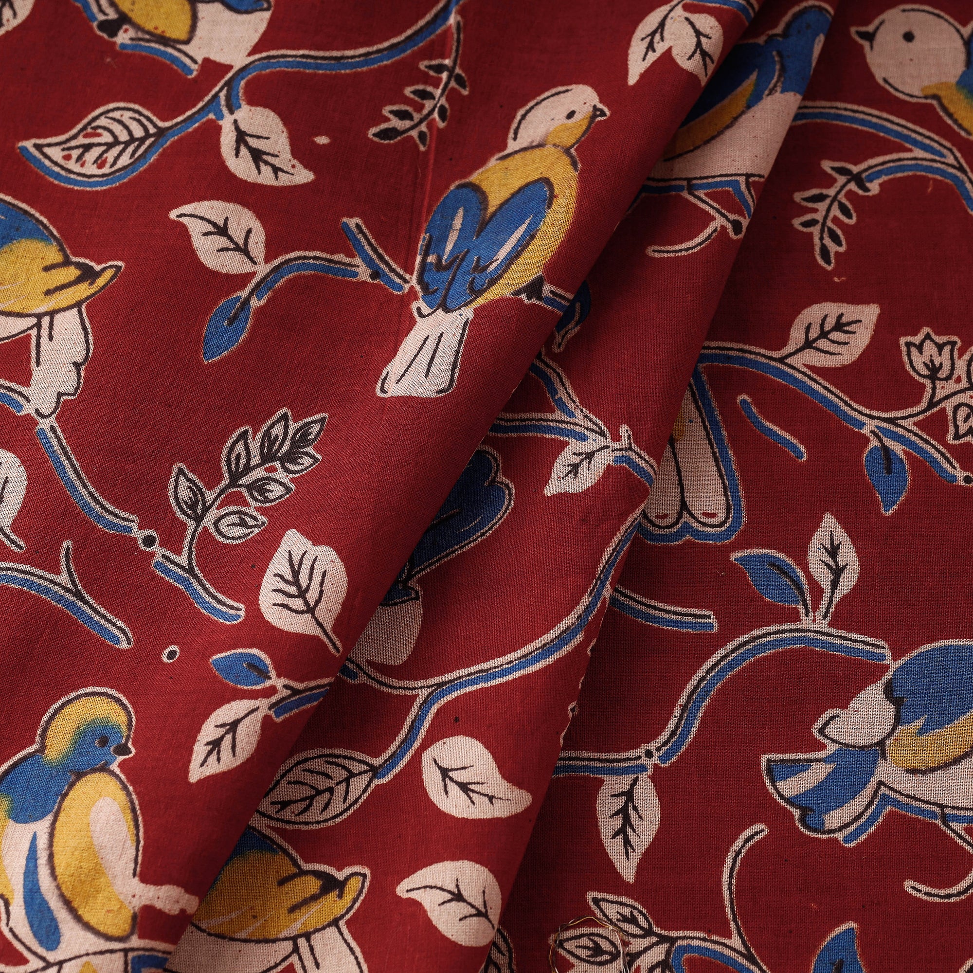 Maroon - Kalamkari Printed Cotton Fabric