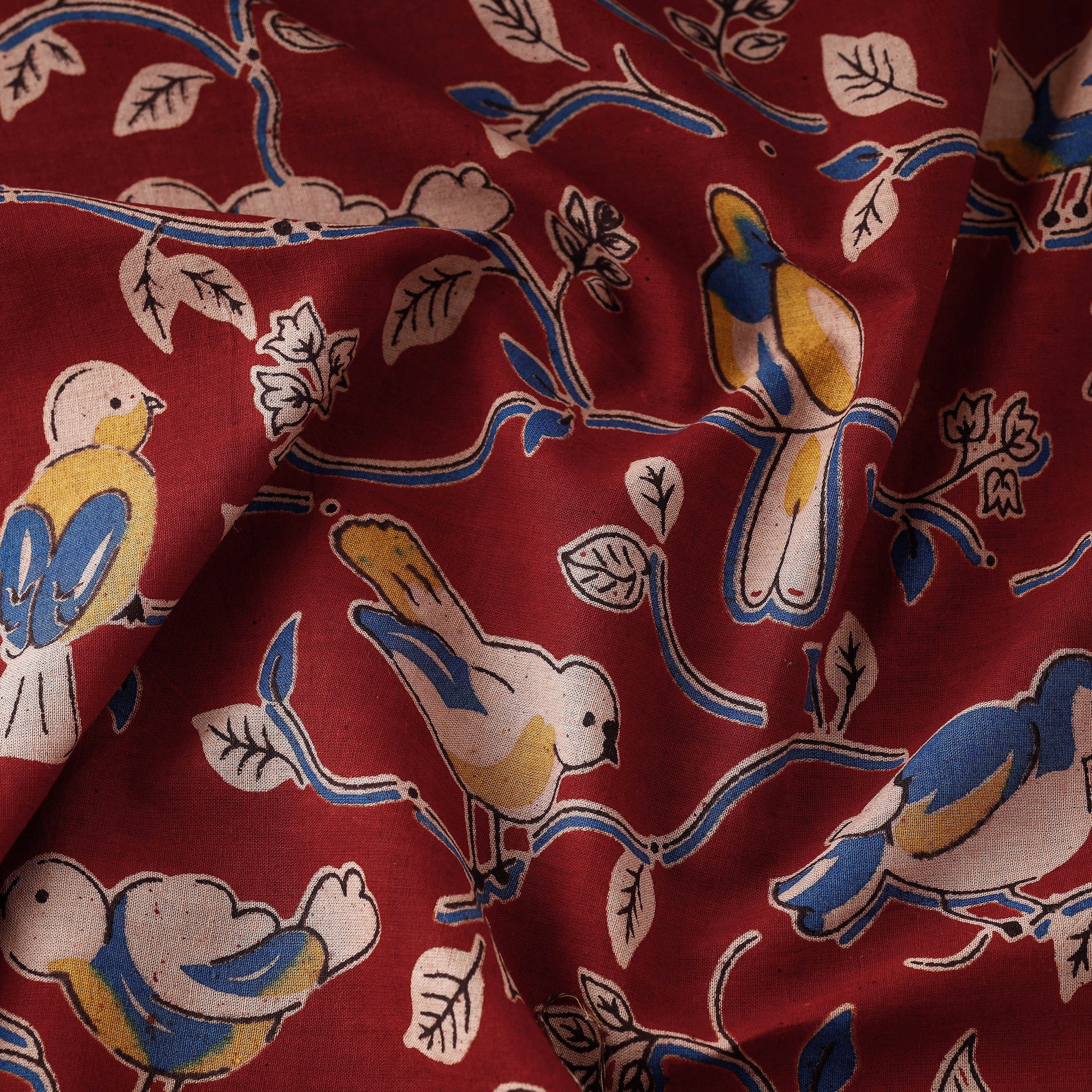 Maroon - Kalamkari Printed Cotton Fabric