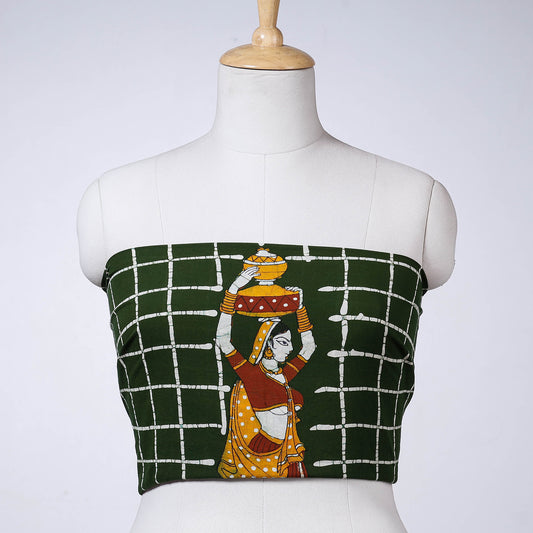 Green - Hand Batik Printing Cotton Blouse Piece