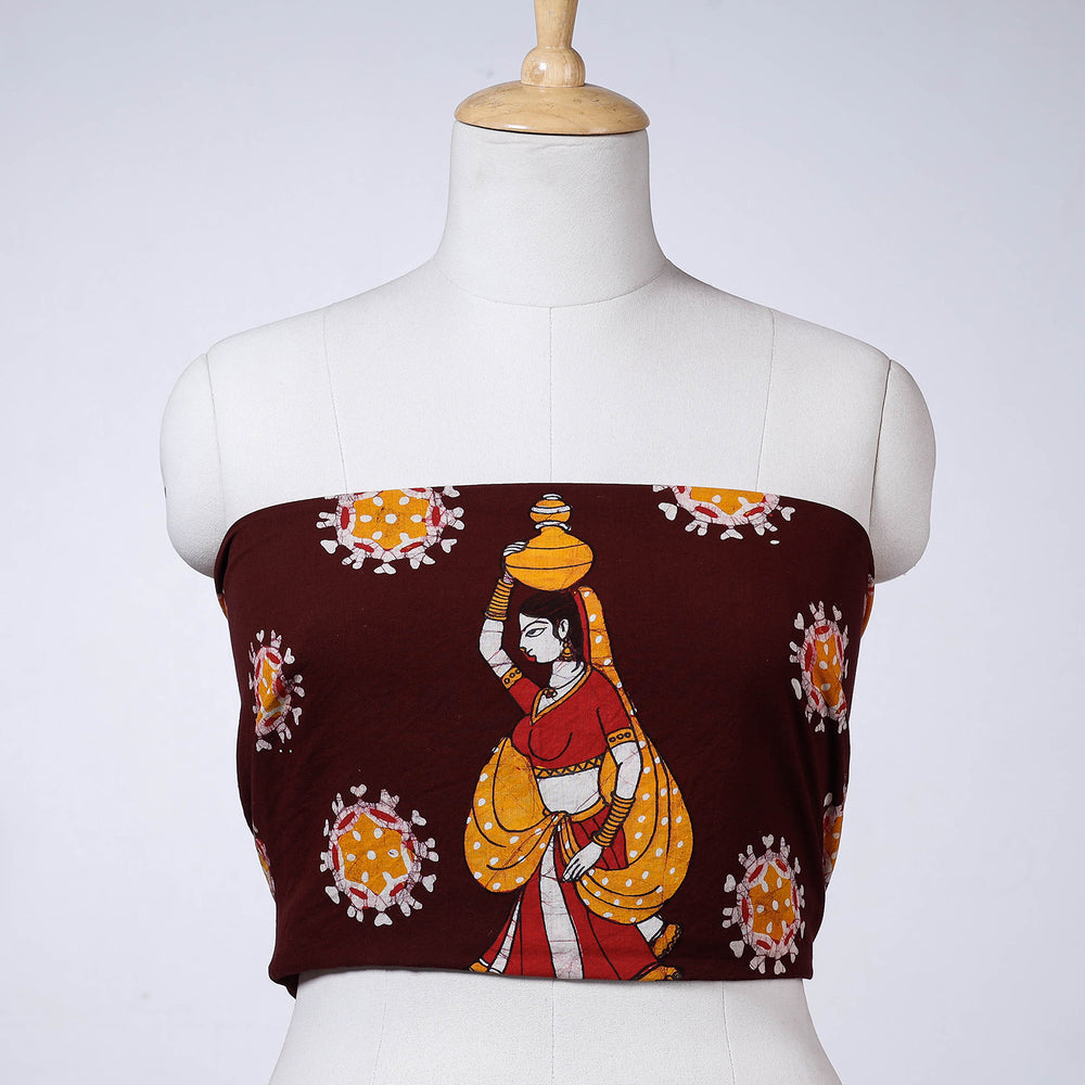 Brown - Hand Batik Printing Cotton Blouse Piece