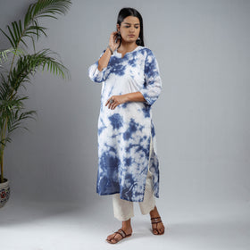 Buy Shibori Tie-Dye Mul Cotton Long Kurta for Women