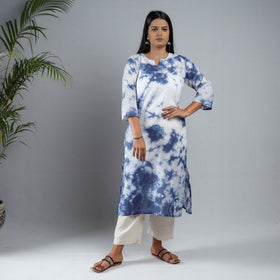 Buy Shibori Tie-Dye Mul Cotton Long Kurta for Women