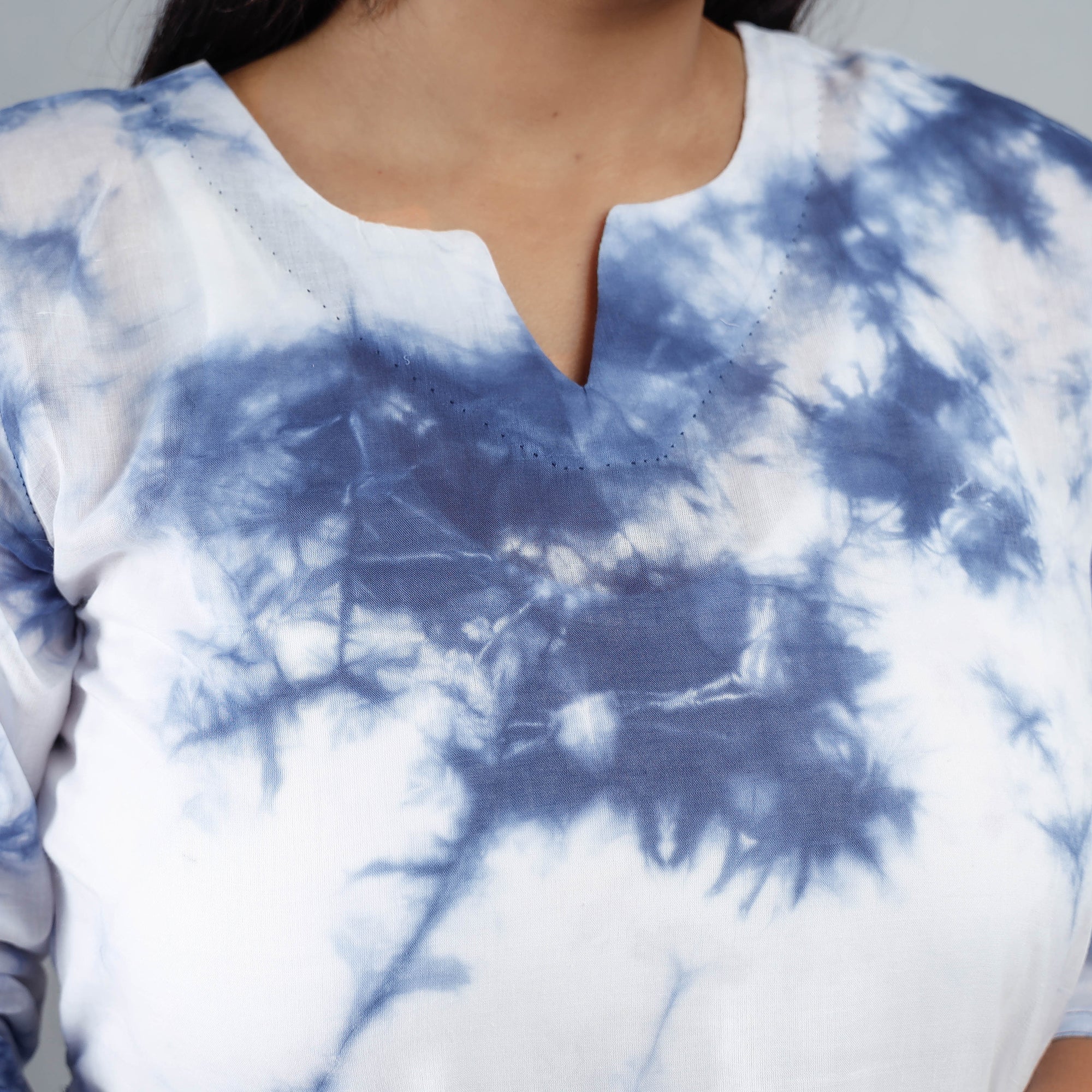 Buy Shibori Tie-Dye Mul Cotton Long Kurta for Women