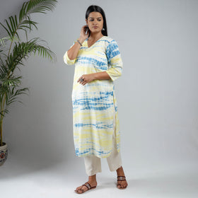 Buy Shibori Tie-Dye Mul Cotton Long Kurta Online at iTokri.com