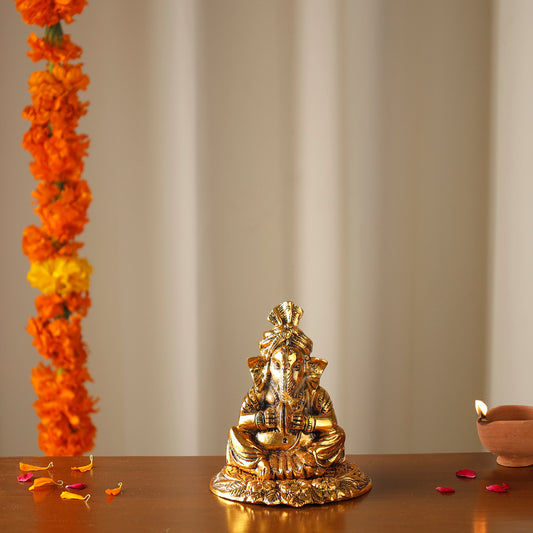 Musician Ganesha - Handmade God Idol (5 in)