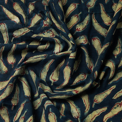 Blue - Bindaas Block Art Printed Cotton Natural Dyed Precut Fabric (1.3 meter)