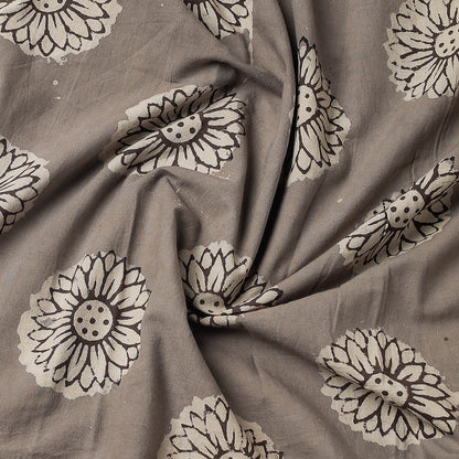 Brown - Bindaas Block Art Printed Cotton Natural Dyed Precut Fabric (1.5 meter)