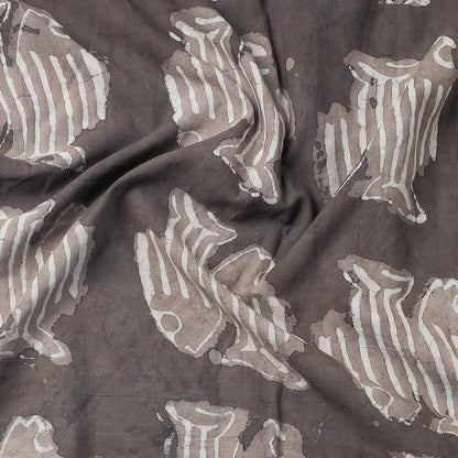 Brown - Bindaas Block Art Printed Cotton Natural Dyed Precut Fabric (2.2 meter)
