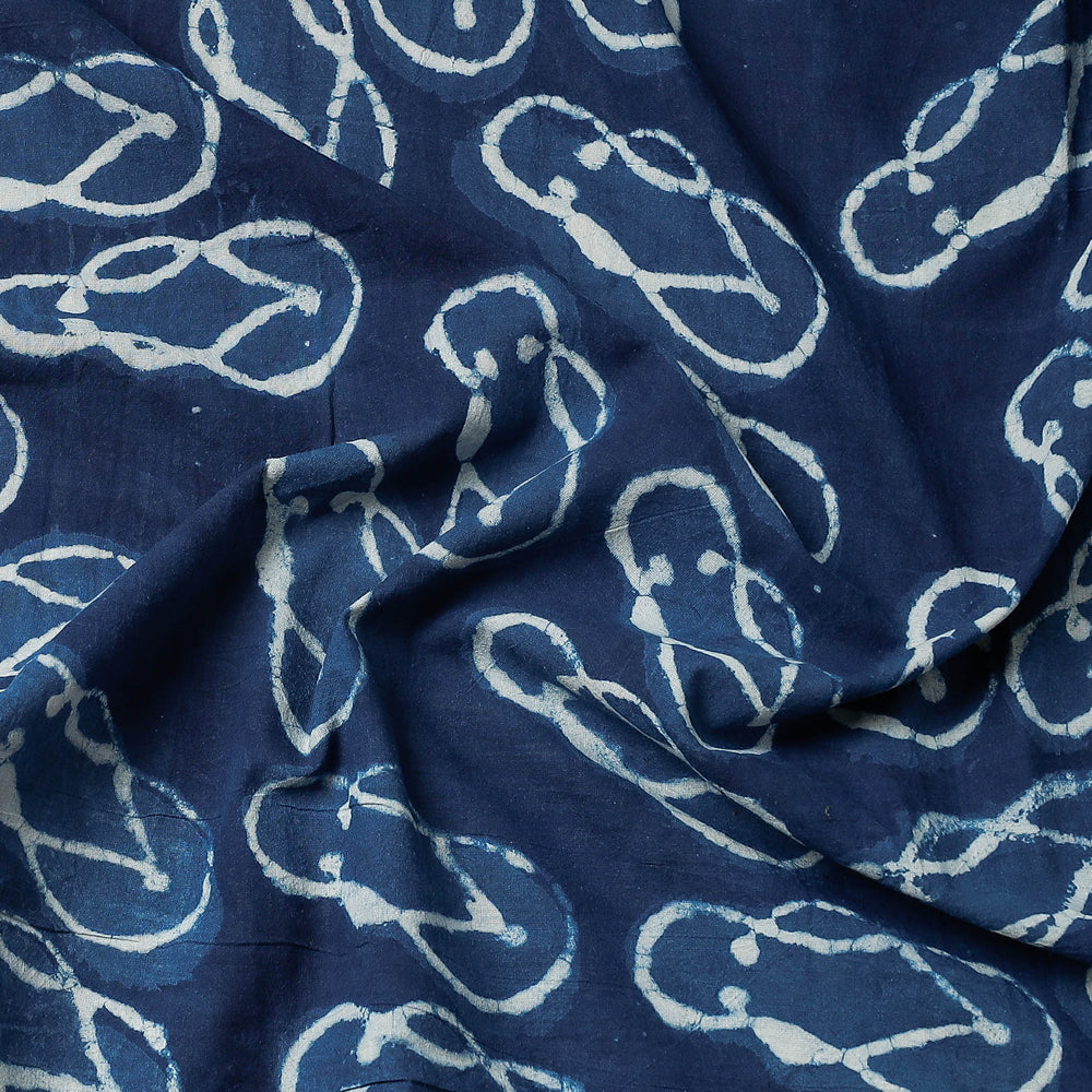 Blue - Bindaas Block Art Printed Cotton Natural Dyed Precut Fabric