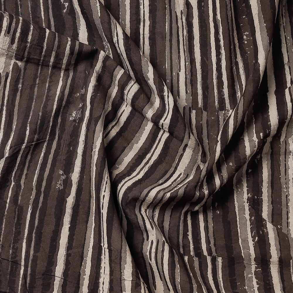 Brown - Bindaas Block Art Printed Cotton Natural Dyed Precut Fabric