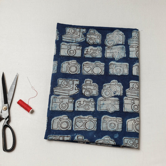 Blue - Bindaas Block Art Printed Cotton Natural Dyed Precut Fabric