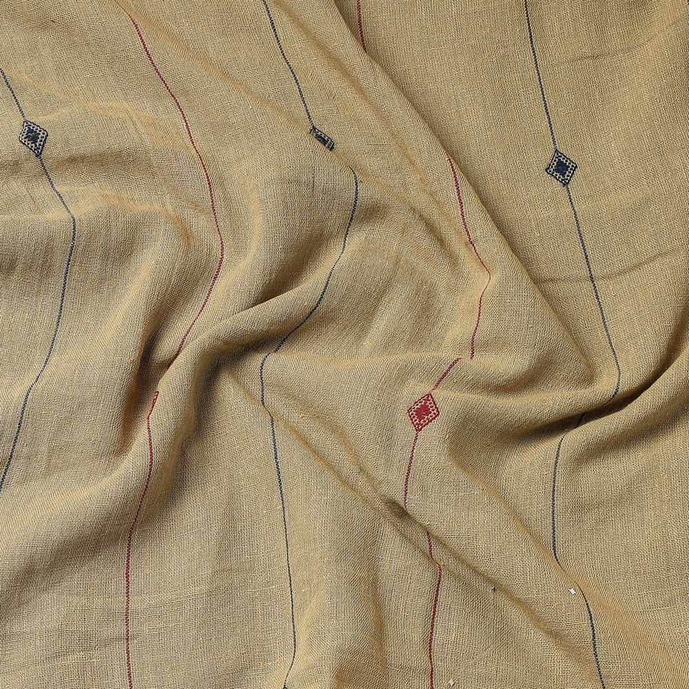 Brown - Organic Kala Cotton Pure Handloom Line Dot Buti Precut Fabric
