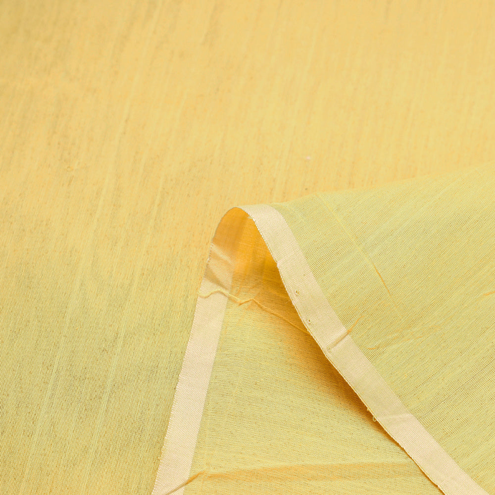 Yellow - Maheshwari Silk Cotton Pure Handloom Fabric