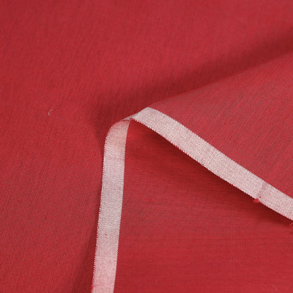 Red - Maheshwari Silk Cotton Pure Handloom Fabric