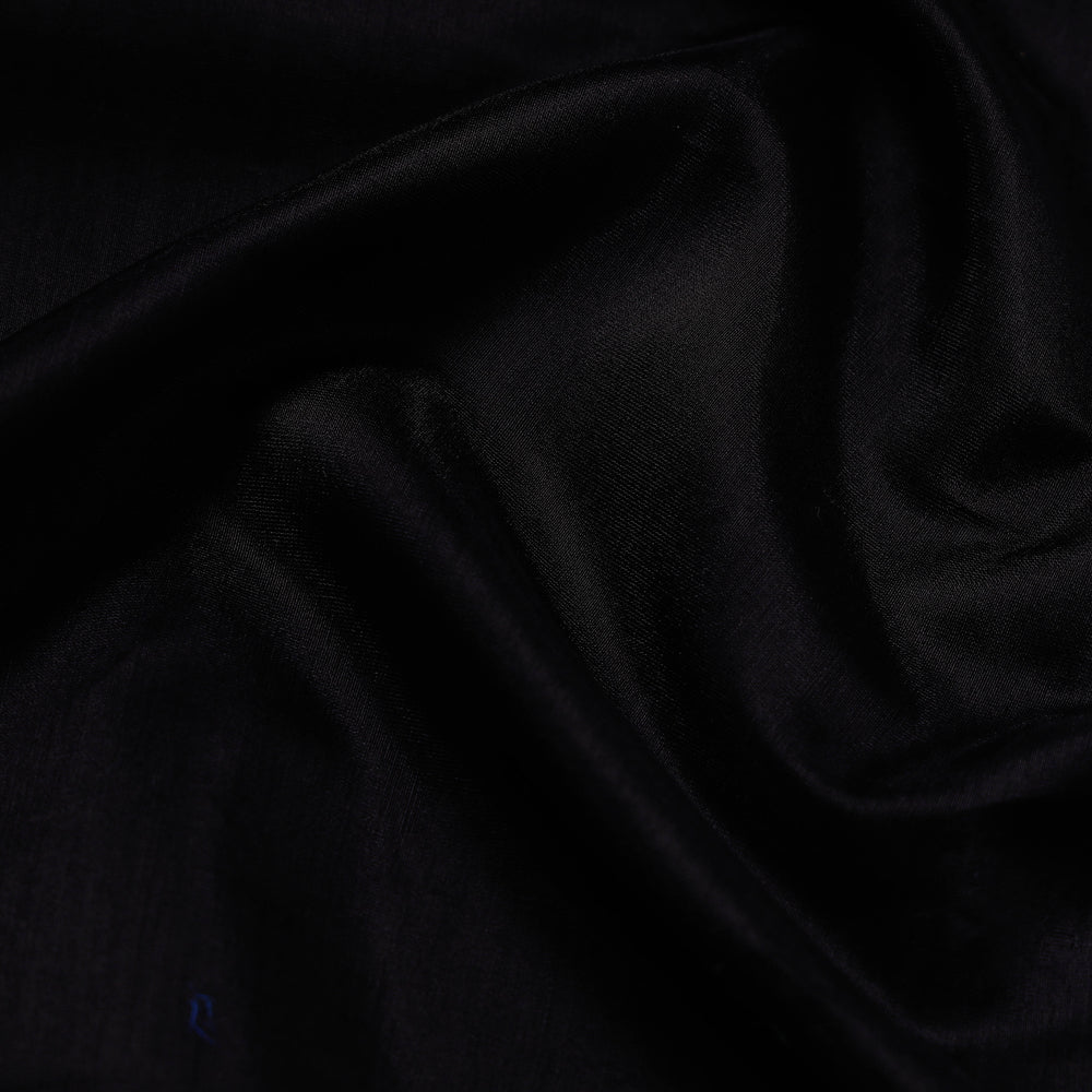 Black - Maheshwari Silk Cotton Pure Handloom Zari Border Fabric