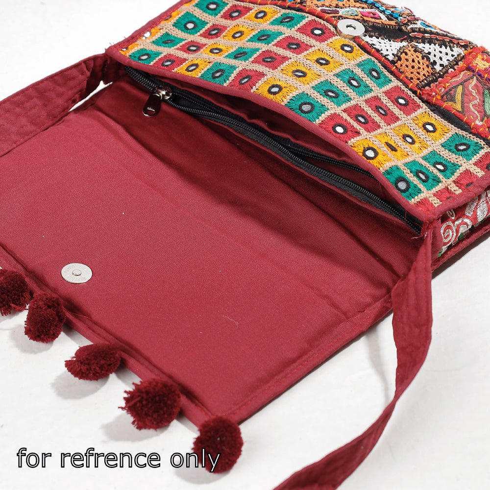 Ethnic Style Handmade Mirror Work Red Shoulder Bag 114 in Jaipur, India  from Little India