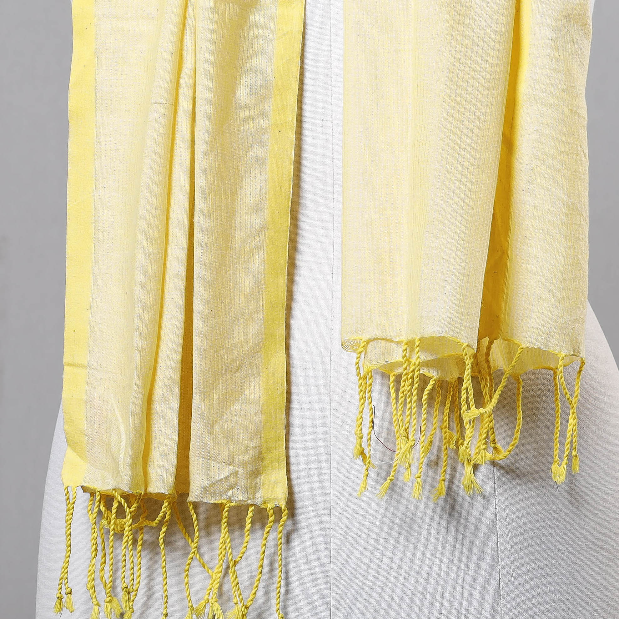 Yellow - Mangalagiri Handloom Cotton Stole with Tassels