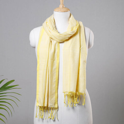 Yellow - Mangalagiri Handloom Cotton Stole with Tassels