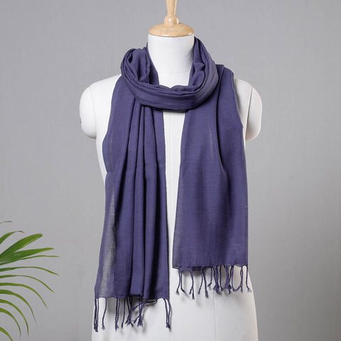 Purple - Mangalagiri Handloom Cotton Stole with Tassels