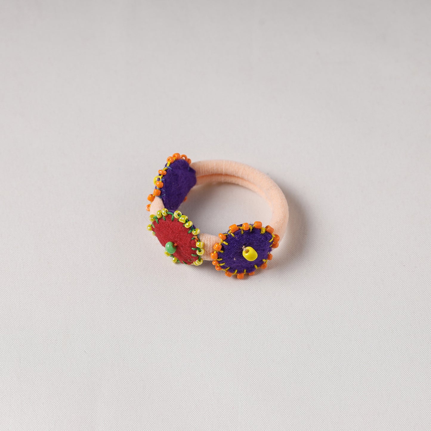 Flower - Handmade Felt & Beadwork Rubber Band