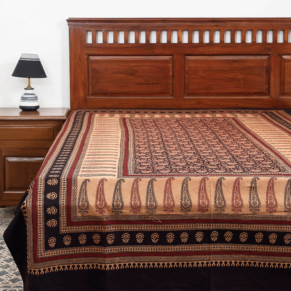 Block printed cotton bed cover