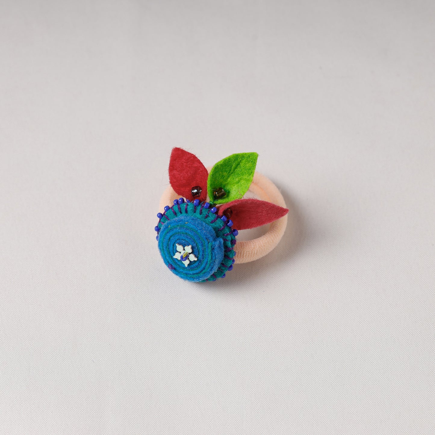 Flower - Handmade Felt & Beadwork Rubber Band