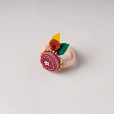 Flower - Handmade Felt & Beadwork Rubber Band