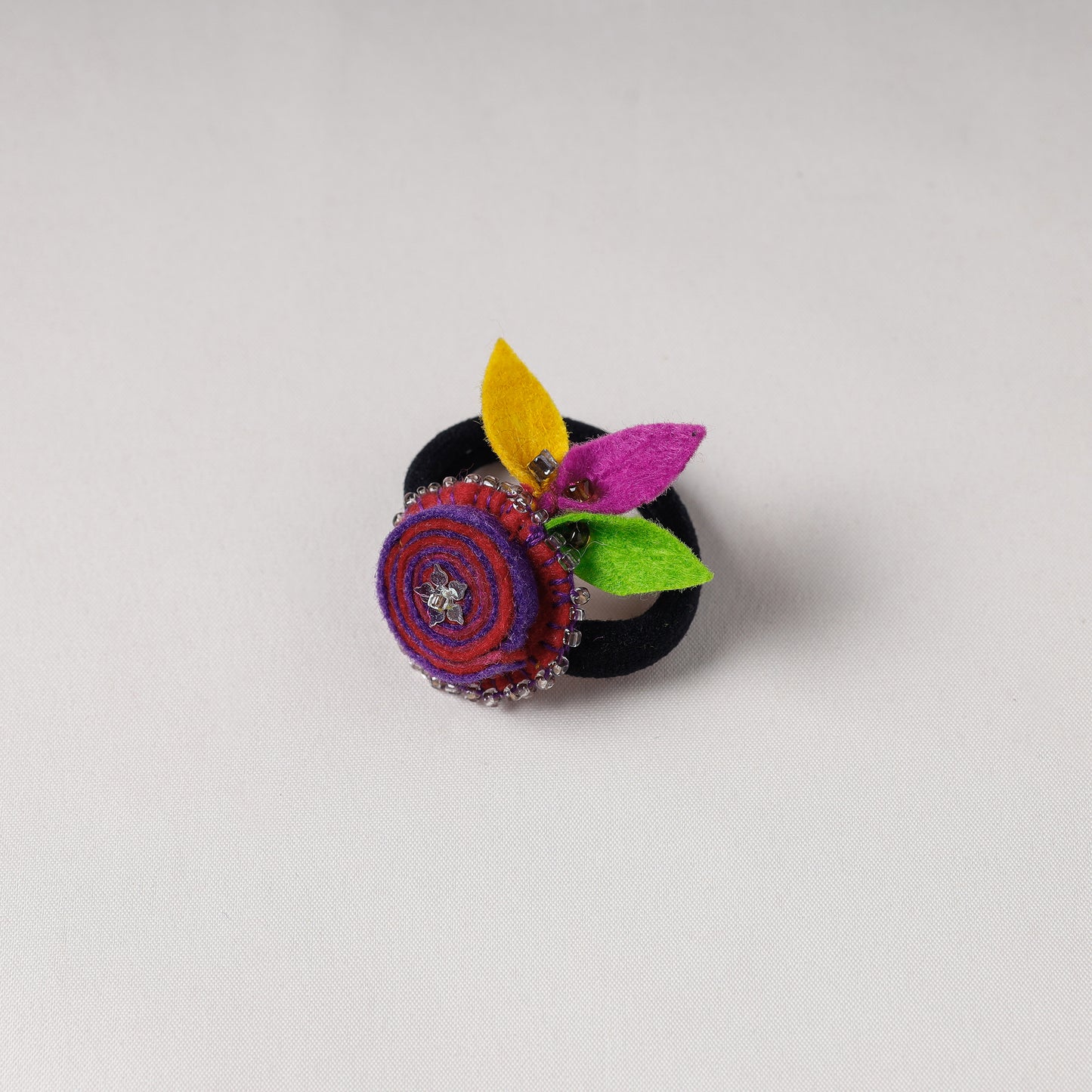 Flower - Handmade Felt & Beadwork Rubber Band