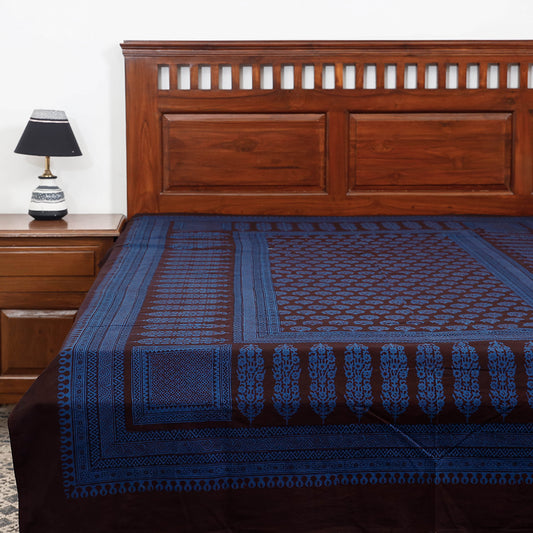 Blue - Bagh Block Printed Cotton Single Bed Cover (91 x 59 in)