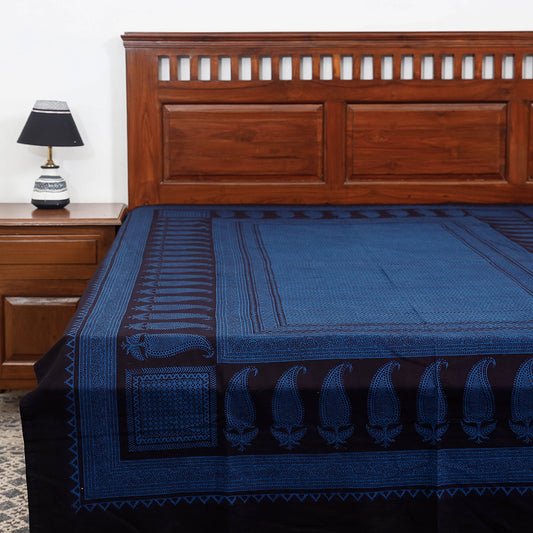 Blue - Bagh Block Printed Cotton Single Bed Cover (91 x 59 in)
