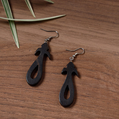 Hand Carved Tarkashi Abnoos Wooden Earrings