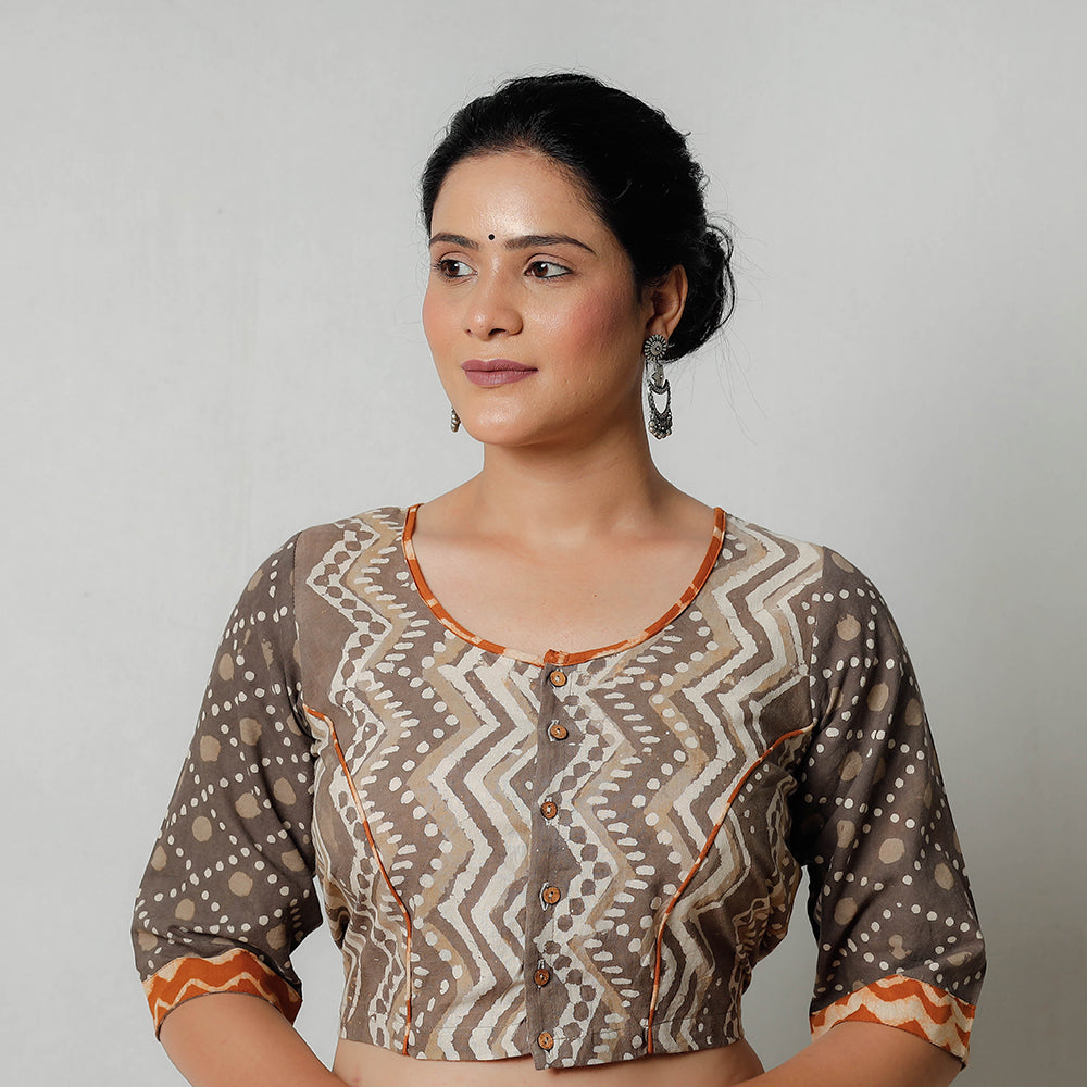 Buy Bagru Dabu Hand Block Printed Cotton Blouse Online At