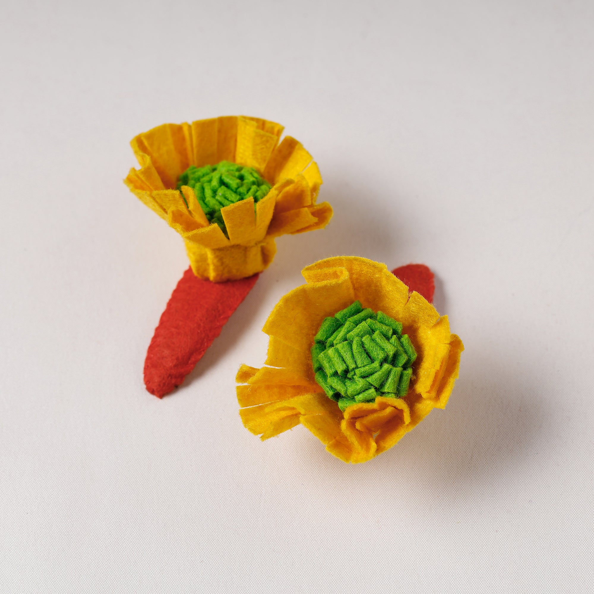  Flower - Handmade Felt Work Tik-Tak Hair Clips (Set of 2) 