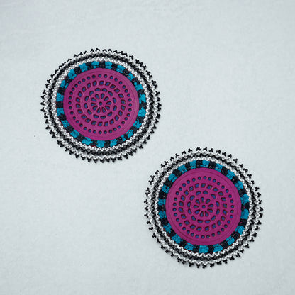 Handcrafted Kutch Leather Bead Work Coasters (Set of 2)