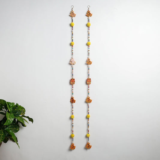 Om - Handpainted Wooden Beadwork Toran Hangings (Set of 2)