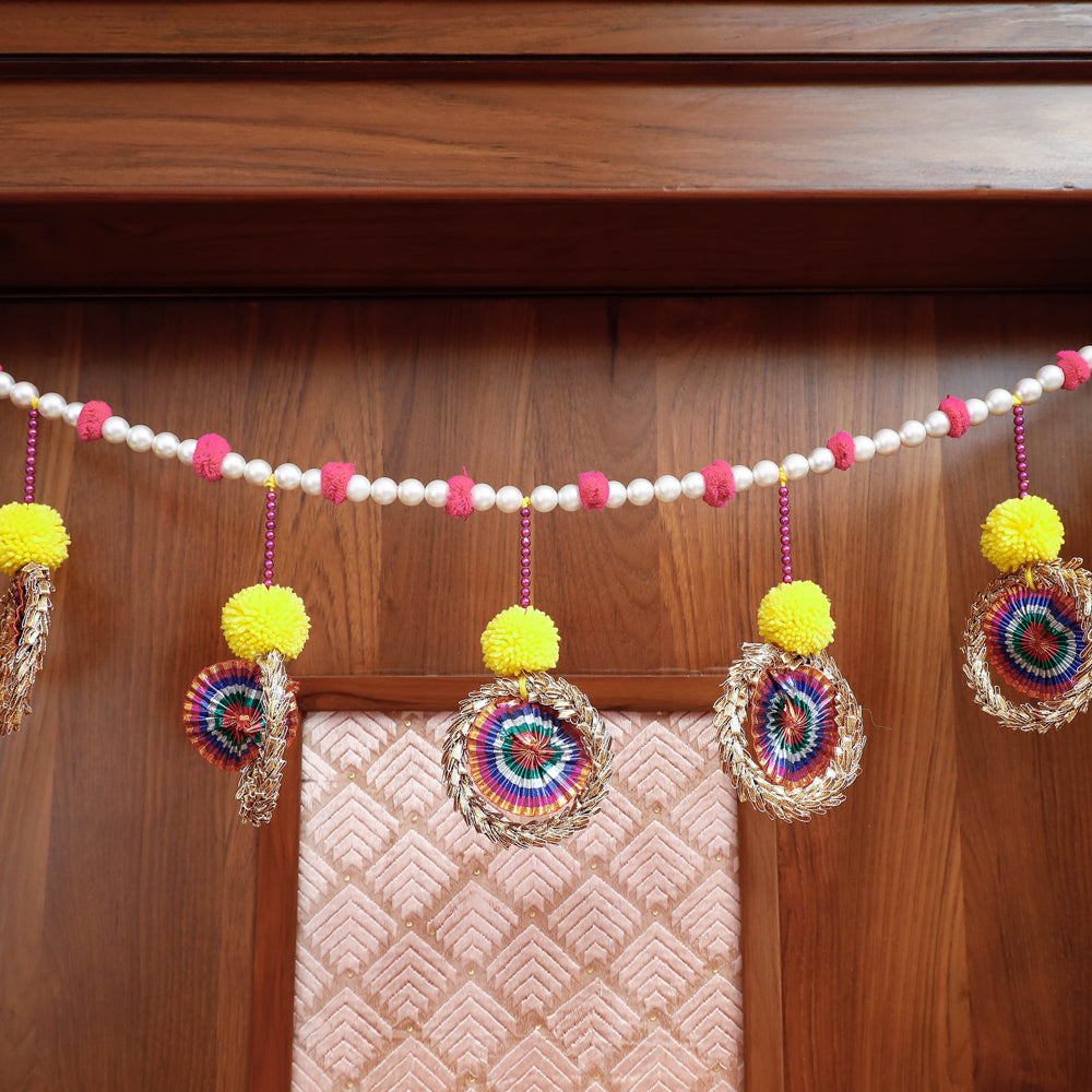 Handmade Beadwork & Gota Bangle Pom Pom Toran