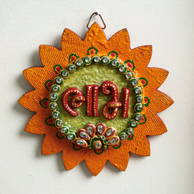  Diwali Decor Handpainted Wooden Shubh Labh Hangings (Set of 2) 