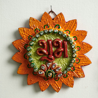 Diwali Decor Handpainted Wooden Shubh Labh Hangings (Set of 2)