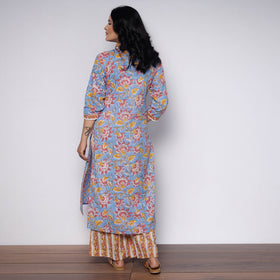 Buy Sanganeri Hand Block Printed Cotton Long Kurta with Palazzo Set Online l iTokri.com