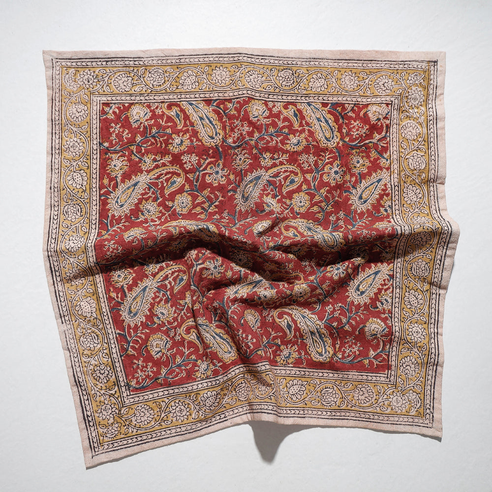 Pedana Kalamkari Block Printed Natural Dyed Cotton Napkin (18 x 18 in)