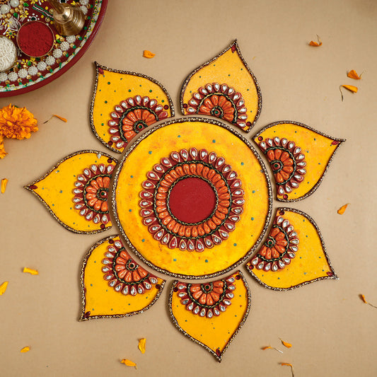 Flower - Diwali Decor Handpainted Wooden Decor Rangoli