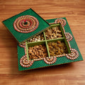  Diwali Decor Handpainted Green Wooden Dry Fruit Box 