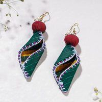 Handcrafted Gamcha Fabart Beadwork Earrings by Rangila Dhaga